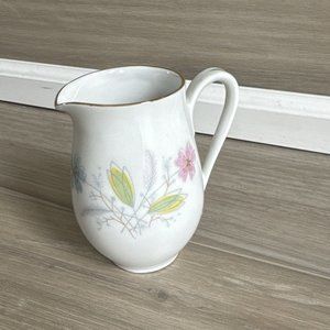 Bavaria Flowers Creamer Pitcher Germany 3”‎ Tall Gold Accents Porcelain Ceramic